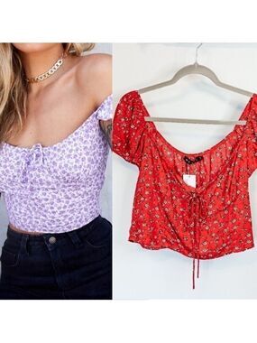 NWT - Motel XL Mazu Falling For You Red Floral Top